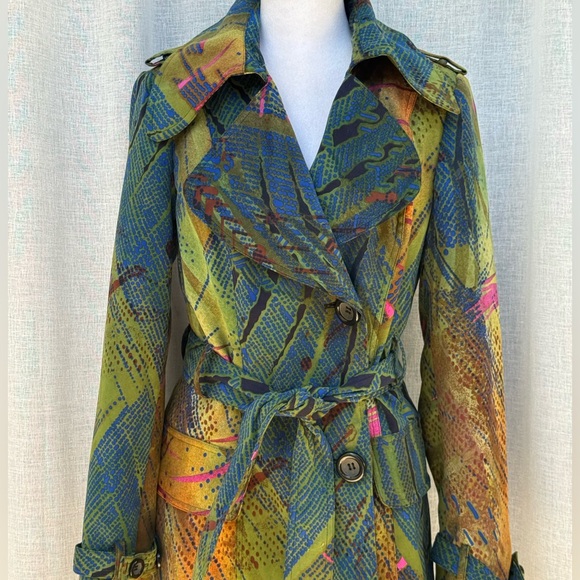 Alberto Makali multicolor double breasted trench coat - Picture 2 of 8